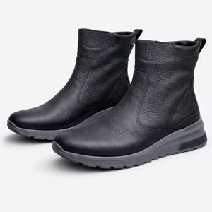 Ara Newberry Black Leather Wool Lined Ankle Boots Womens Size 6 UK 8 US